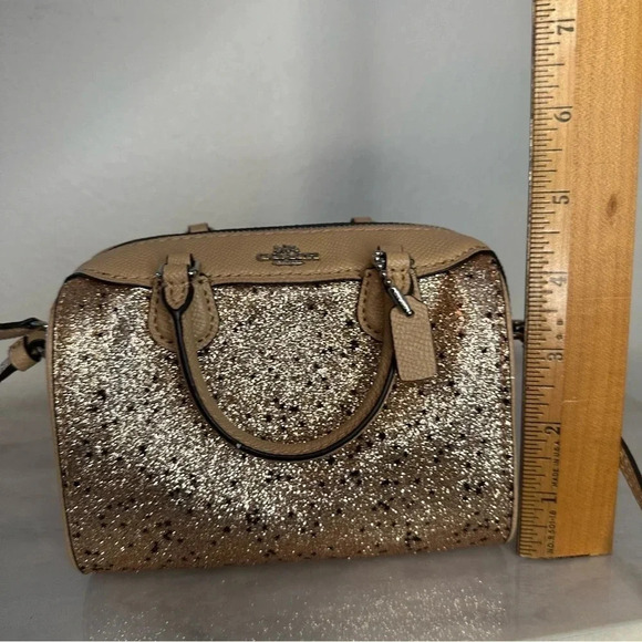 Coach Micro Sparkle Limited Edition Bennett Gold Star Glitter Satchel - Picture 10 of 13